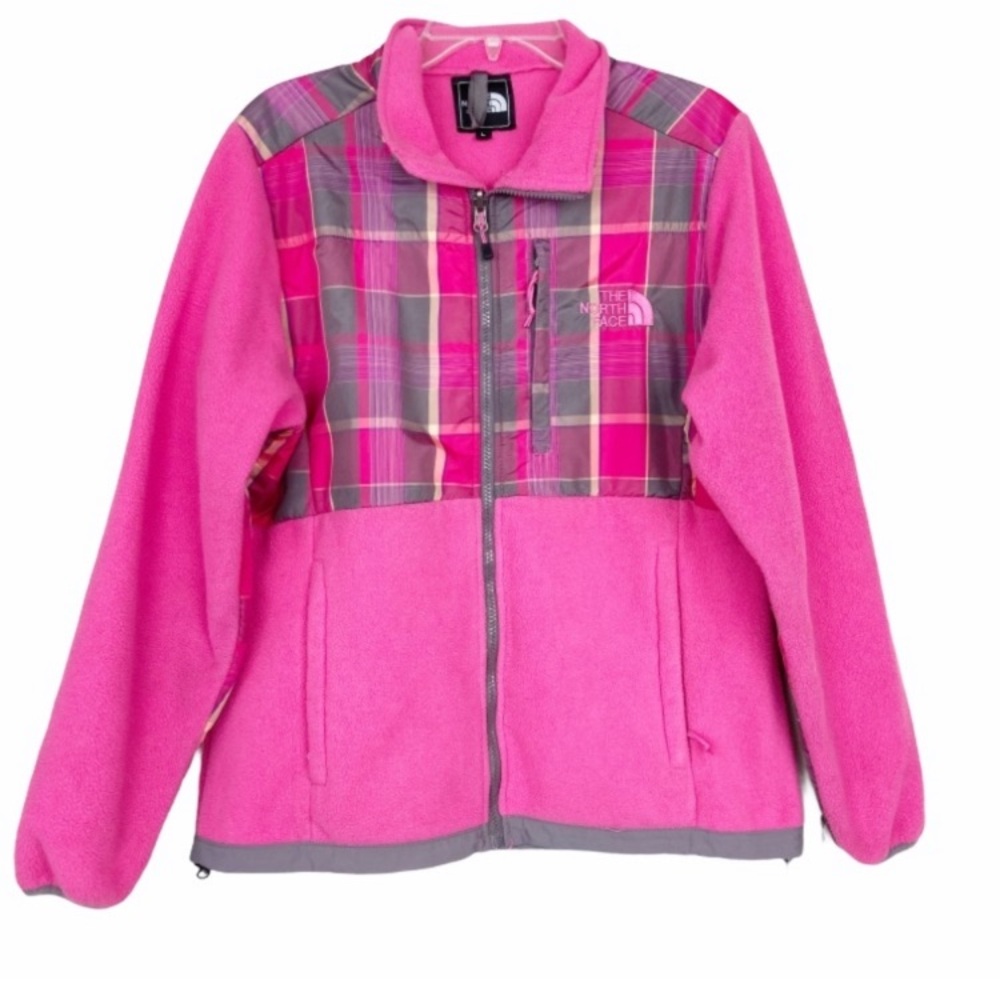 The North Face Pink Fleece Jacket with pink plaid accents size large
